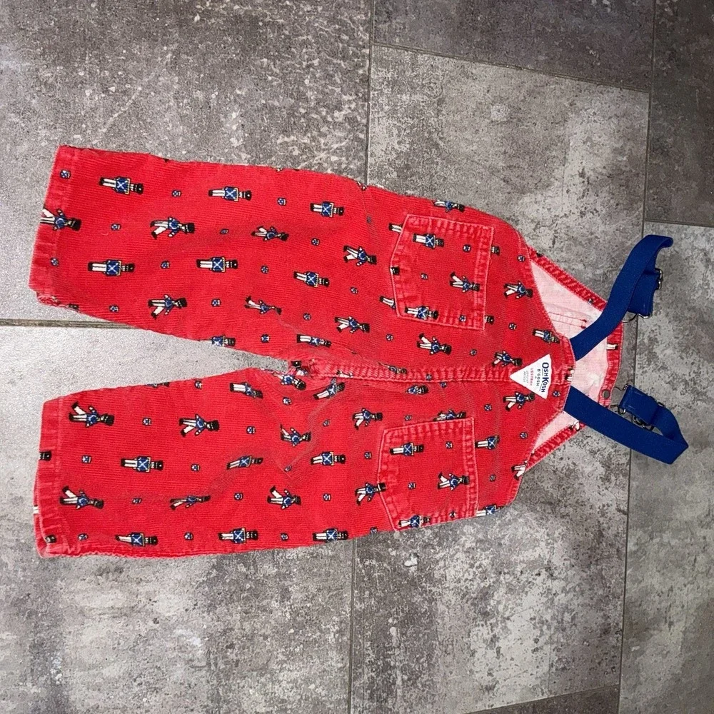 Vintage 24 months‎ Oshkosh Vestbak Red Corduroy Christmas Toy Soldiers Overalls